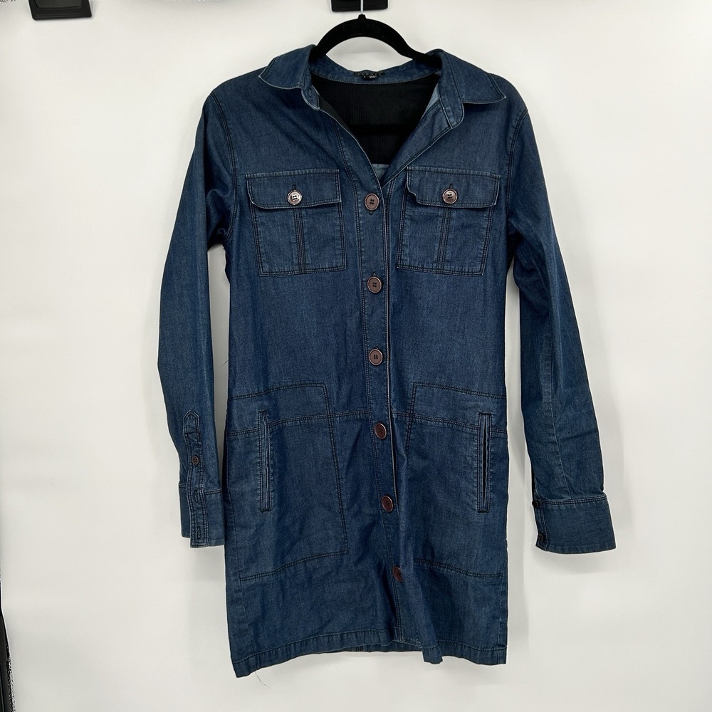 Theory Womens Julisa Denim Button Down Shirt Dress Size 8 Casual Classic Capsule